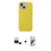 MARSİLYAN™- iPhone 15 Kılıf Ahenk Serisi - Siyah Bilvis 3D Mat Cam Ekran Koruyucu + Bilvis Titan Kamera Lens - YL