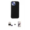 MARSİLYAN™- iPhone 15 Kılıf Ahenk Serisi - Siyah Bilvis 3D Mat Cam Ekran Koruyucu + Bilvis Titan Kamera Lens - YL