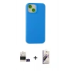 MARSİLYAN™- iPhone 15 Kılıf Ahenk Serisi - Siyah Bilvis 3D Mat Cam Ekran Koruyucu + Bilvis Titan Kamera Lens - YL