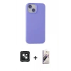 MARSİLYAN™- iPhone 15 Kılıf Ahenk Serisi - Siyah Bilvis 3D Mat Cam Ekran Koruyucu + PVD Metal Kamera Lens - YL