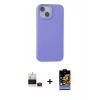 MARSİLYAN™- iPhone 15 Kılıf Ahenk Serisi - Siyah Buffer Hayalet Cam Ekran Koruyucu + Bilvis Titan Kamera Lens - PE