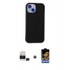 MARSİLYAN™- iPhone 15 Kılıf Ahenk Serisi - Siyah Buffer Hayalet Cam Ekran Koruyucu + Bilvis Titan Kamera Lens - YL