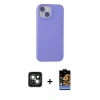 MARSİLYAN™- iPhone 15 Kılıf Ahenk Serisi - Siyah Buffer Hayalet Cam Ekran Koruyucu + PVD Metal Kamera Lens - YL