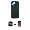 MARSİLYAN™- iPhone 15 Kılıf Ahenk Serisi - Siyah Buffer Hayalet Cam Ekran Koruyucu + PVD Metal Kamera Lens - TU