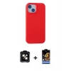 MARSİLYAN™- iPhone 15 Kılıf Ahenk Serisi - Siyah Buffer Hayalet Cam Ekran Koruyucu + PVD Metal Kamera Lens - TU