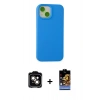 MARSİLYAN™- iPhone 15 Kılıf Ahenk Serisi - Siyah Buffer Hayalet Cam Ekran Koruyucu + PVD Metal Kamera Lens - TU