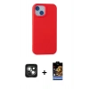 MARSİLYAN™- iPhone 15 Kılıf Ahenk Serisi - Siyah Buffer Hayalet Cam Ekran Koruyucu + PVD Metal Kamera Lens - YL