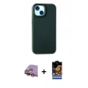 MARSİLYAN™- iPhone 15 Kılıf Ahenk Serisi - Siyah Buffer Hayalet Cam Ekran Koruyucu + Raze Metal Kamera Lens - SI