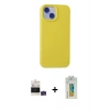 MARSİLYAN™- iPhone 15 Kılıf Ahenk Serisi - Siyah Polymer Nano Ekran Koruyucu + Bilvis Titan Kamera Lens - YL