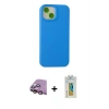 MARSİLYAN™- iPhone 15 Kılıf Ahenk Serisi - Siyah Polymer Nano Ekran Koruyucu + Raze Metal Kamera Lens - PE