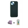 MARSİLYAN™- iPhone 15 Kılıf Ahenk Serisi - Siyah Polymer Nano Ekran Koruyucu + Raze Metal Kamera Lens - PE
