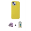 MARSİLYAN™- iPhone 15 Kılıf Ahenk Serisi - Siyah Polymer Nano Ekran Koruyucu + Raze Metal Kamera Lens - PE