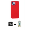 MARSİLYAN™- iPhone 15 Kılıf Ahenk Serisi - Siyah Polymer Nano Ekran Koruyucu + PVD Metal Kamera Lens - YL