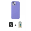 MARSİLYAN™- iPhone 15 Kılıf Ahenk Serisi - Siyah Polymer Nano Ekran Koruyucu + PVD Metal Kamera Lens - YL
