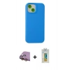 MARSİLYAN™- iPhone 15 Kılıf Ahenk Serisi - Siyah Polymer Nano Ekran Koruyucu + Raze Metal Kamera Lens - SI