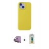 MARSİLYAN™- iPhone 15 Kılıf Ahenk Serisi - Siyah Polymer Nano Ekran Koruyucu + Raze Metal Kamera Lens - SI