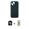 MARSİLYAN™- iPhone 15 Kılıf Ahenk Serisi - Siyah Polymer Nano Ekran Koruyucu + PVD Metal Kamera Lens - TU