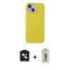 MARSİLYAN™- iPhone 15 Kılıf Ahenk Serisi - Siyah Polymer Nano Ekran Koruyucu + PVD Metal Kamera Lens - TU