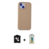 MARSİLYAN™- iPhone 15 Kılıf Ahenk Serisi - Siyah Polymer Nano Ekran Koruyucu + PVD Metal Kamera Lens - TU