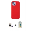 MARSİLYAN™- iPhone 15 Kılıf Ahenk Serisi - Siyah Polymer Nano Ekran Koruyucu + Bilvis Titan Kamera Lens - YL