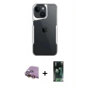 MARSİLYAN™- iPhone 15 Kılıf Akış Çizgi Koleksiyonu - Şeffaf 360 Full Body Arka Koruyucu + Raze Metal Kamera Lens - SI