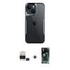 MARSİLYAN™- iPhone 15 Kılıf Akış Çizgi Koleksiyonu - Siyah 360 Mat Full Body Arka Koruyucu + Bilvis Titan Kamera Lens - YL