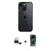 MARSİLYAN™- iPhone 15 Kılıf Akış Çizgi Koleksiyonu - Siyah 360 Mat Full Body Arka Koruyucu + Bilvis Titan Kamera Lens - YL