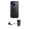 MARSİLYAN™- iPhone 15 Kılıf Akış Çizgi Koleksiyonu - Siyah 360 Mat Full Body Arka Koruyucu + Bilvis Titan Kamera Lens - YL