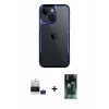 MARSİLYAN™- iPhone 15 Kılıf Akış Çizgi Koleksiyonu - Siyah 360 Mat Full Body Arka Koruyucu + Pembe Bilvis Titan Kamera Lens
