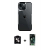 MARSİLYAN™- iPhone 15 Kılıf Akış Çizgi Koleksiyonu - Siyah 360 Mat Full Body Arka Koruyucu + Turuncu PVD Metal Kamera Lens