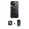 MARSİLYAN™- iPhone 15 Kılıf Akış Çizgi Koleksiyonu - Siyah 360 Mat Full Body Arka Koruyucu + PVD Metal Kamera Lens - YL