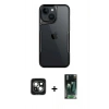 MARSİLYAN™- iPhone 15 Kılıf Akış Çizgi Koleksiyonu - Siyah 360 Mat Full Body Arka Koruyucu + PVD Metal Kamera Lens - YL