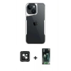 MARSİLYAN™- iPhone 15 Kılıf Akış Çizgi Koleksiyonu - Siyah 360 Mat Full Body Arka Koruyucu + PVD Metal Kamera Lens - YL