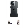 MARSİLYAN™- iPhone 15 Kılıf Akış Çizgi Koleksiyonu - Siyah Bilvis 3D Mat Cam Ekran Koruyucu + Bilvis Titan Kamera Lens - SH