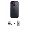MARSİLYAN™- iPhone 15 Kılıf Akış Çizgi Koleksiyonu - Siyah Bilvis 3D Mat Cam Ekran Koruyucu + Bilvis Titan Kamera Lens - PE