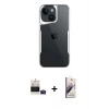 MARSİLYAN™- iPhone 15 Kılıf Akış Çizgi Koleksiyonu - Siyah Bilvis 3D Mat Cam Ekran Koruyucu + Bilvis Titan Kamera Lens - PE