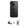 MARSİLYAN™- iPhone 15 Kılıf Akış Çizgi Koleksiyonu - Siyah Bilvis 3D Mat Cam Ekran Koruyucu + Bilvis Titan Kamera Lens - PE