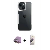 MARSİLYAN™- iPhone 15 Kılıf Akış Çizgi Koleksiyonu - Siyah Bilvis 3D Mat Cam Ekran Koruyucu + Raze Metal Kamera Lens - SI