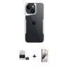 MARSİLYAN™- iPhone 15 Kılıf Akış Çizgi Koleksiyonu - Siyah Bilvis 3D Mat Cam Ekran Koruyucu + Bilvis Titan Kamera Lens - YL