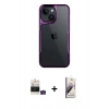 MARSİLYAN™- iPhone 15 Kılıf Akış Çizgi Koleksiyonu - Siyah Bilvis 3D Mat Cam Ekran Koruyucu + Bilvis Titan Kamera Lens - YL