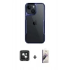MARSİLYAN™- iPhone 15 Kılıf Akış Çizgi Koleksiyonu - Siyah Bilvis 3D Mat Cam Ekran Koruyucu + PVD Metal Kamera Lens - YL