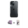 MARSİLYAN™- iPhone 15 Kılıf Akış Çizgi Koleksiyonu - Siyah Bilvis 3D Mat Cam Ekran Koruyucu + Raze Metal Kamera Lens - YL