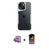 MARSİLYAN™- iPhone 15 Kılıf Akış Çizgi Koleksiyonu - Siyah Buffer Hayalet Cam Ekran Koruyucu + Raze Metal Kamera Lens - PE