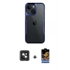 MARSİLYAN™- iPhone 15 Kılıf Akış Çizgi Koleksiyonu - Siyah Buffer Hayalet Cam Ekran Koruyucu + PVD Metal Kamera Lens - YL