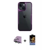 MARSİLYAN™- iPhone 15 Kılıf Akış Çizgi Koleksiyonu - Siyah Buffer Hayalet Cam Ekran Koruyucu + Raze Metal Kamera Lens - YL