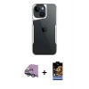 MARSİLYAN™- iPhone 15 Kılıf Akış Çizgi Koleksiyonu - Siyah Buffer Hayalet Cam Ekran Koruyucu + Raze Metal Kamera Lens - YL
