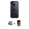 MARSİLYAN™- iPhone 15 Kılıf Akış Çizgi Koleksiyonu - Siyah Buffer Hayalet Cam Ekran Koruyucu + Raze Metal Kamera Lens - YL