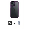 MARSİLYAN™- iPhone 15 Kılıf Akış Çizgi Koleksiyonu - Siyah Joko Magic 5D Cam + PVD Metal Kamera Lens - YL