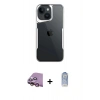 MARSİLYAN™- iPhone 15 Kılıf Akış Çizgi Koleksiyonu - Siyah Joko Magic 5D Cam + Raze Metal Kamera Lens - PE