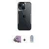MARSİLYAN™- iPhone 15 Kılıf Akış Çizgi Koleksiyonu - Siyah Joko Magic 5D Cam + Raze Metal Kamera Lens - PE